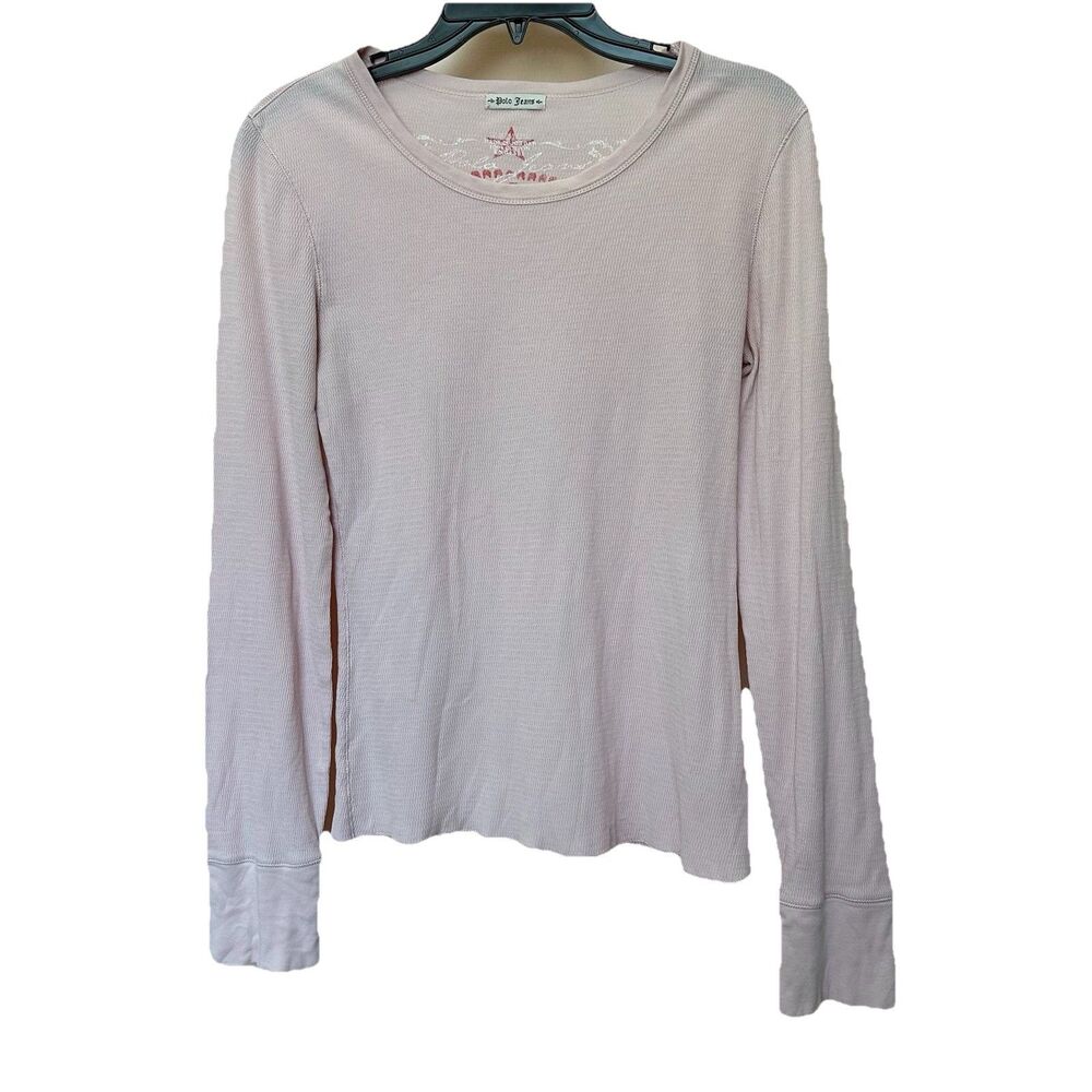 Polo Jeans Co Ralph Lauren Thermal Top Women’s Med Baby Pink Long Sleeve Preppy